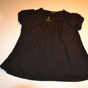 Style & Co Solid Black Peasant Top XL